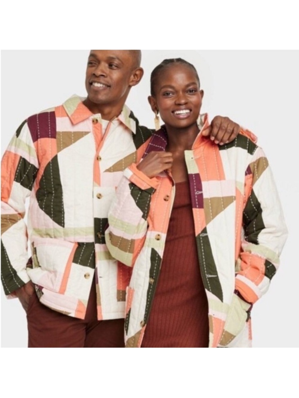 Gee's Bend x Target Black History Month Quilted Jacket Cream/Orange Size XL